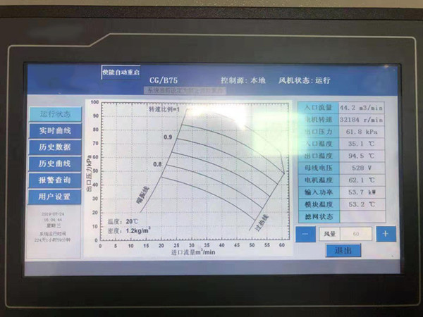 磁懸浮鼓風(fēng)機(jī)觸控屏實(shí)時(shí)監(jiān)控風(fēng)量